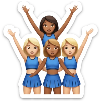 4 girls in a cheer stunt black skin and white skin sticker