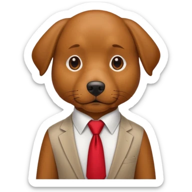 brown dog with red tie,whiteshirt sticker