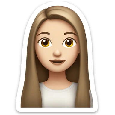 White girl with long brown straight hair and brown eyes  sticker