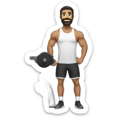 white person with dark beard in the gym sticker