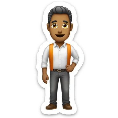 hombre tecnologico de los celulares, con camisa de color narana sticker