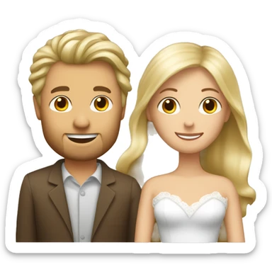 Blonde Frau lange Haare und Mann mit braune Haare und Bart heiraten sticker