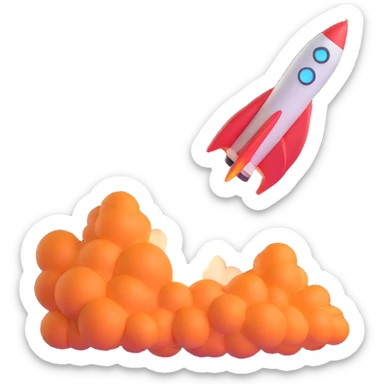 rocket ship blasting off sticker