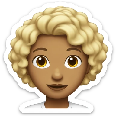 Chica con pelo rizado oscuro piel blanca y pecas  sticker