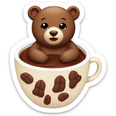 Baby bear inside of a cup of cocoa sticker