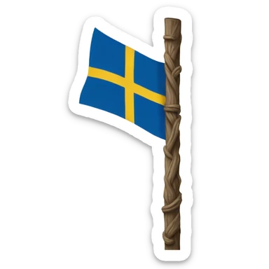 A midsummer pole with a swedish flag on top sticker