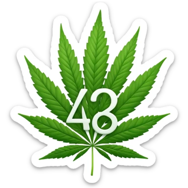 number 420 as emoji with large digits in front and cannabis leaf in the background sticker