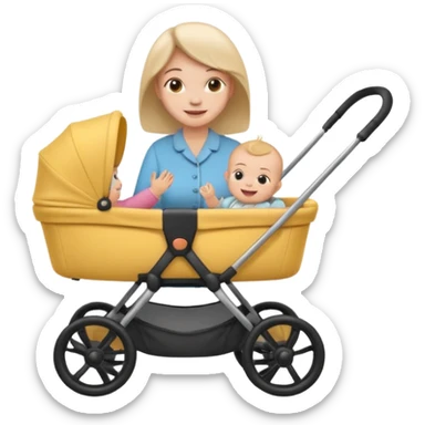 baby stroller with baby inside and mother pushing it, Emoji sticker
