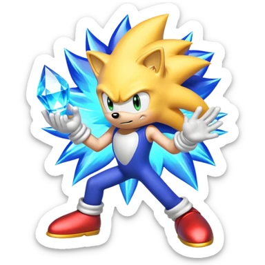 I want Sonic the hedgehog with chaos emeralds with the aura transformation super sayian sticker