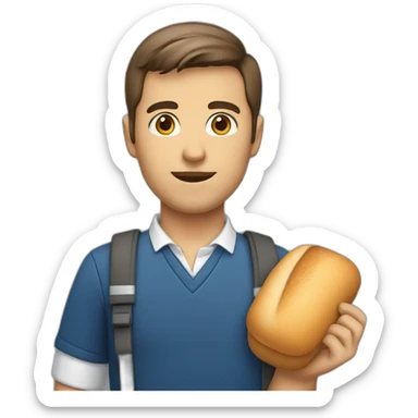 school driving teacher with brown eyes with brown hairs and bread sticker