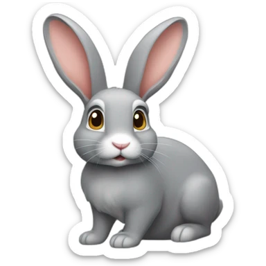 Lapin bélier gris sticker