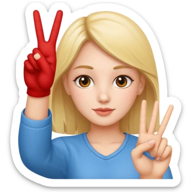 ein mädchen welches peace zeichen macht sticker