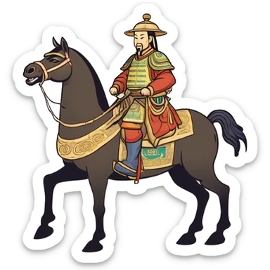 Chinese Yuan dynasty Mongolian general on horse sticker