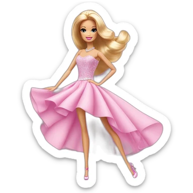 barbie blanca vestida de rosa bailando sticker