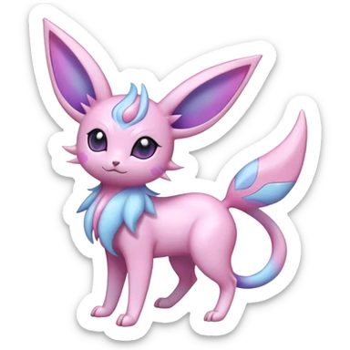 Shiny Cool Sparkly Cute Ethereal Espeon-Sylveon-Fakemon-hybrid-fusion- full body sticker
