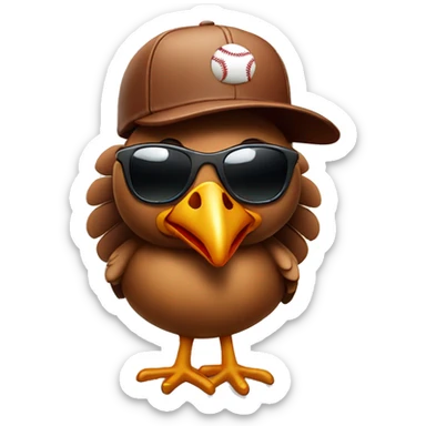 Turkey with baseball hat and sunglasses sticker