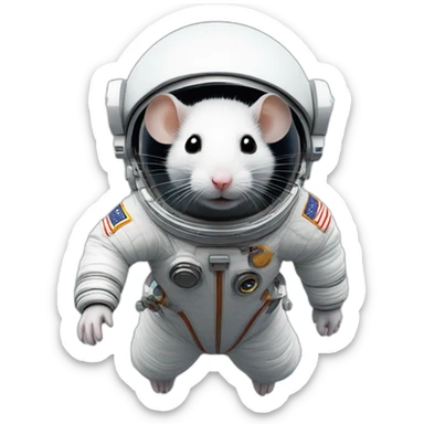 astronaut rat levitating sticker