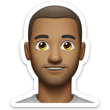 A head and shoulders shot of a 32 year old unknown man, with unknown unknown hair,   with unknown eyes wearing a t-shirt. sticker