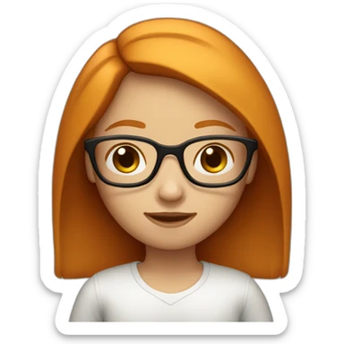 ginger girl long straight hair and with glasses sticker