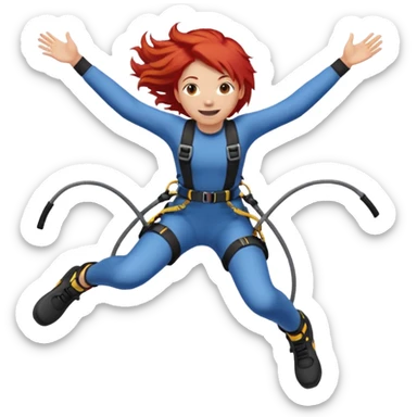 bungee jumping face only with hair flying red hair sticker