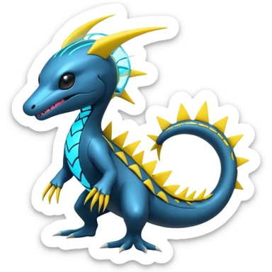 Electric Futuristic Modern Cyberpunk Cyber-Cyborg-Eel-Manectric-Luxray-Electrike-Pokémon-Fakémon-fusion sticker