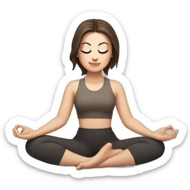 White girl brunette hair in Malasana yoga sticker