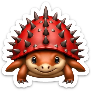 Red turtle with hedgehog spikes on its back sticker