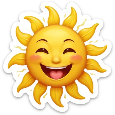 Smiling sun drooling with drool coming out of mouth sticker