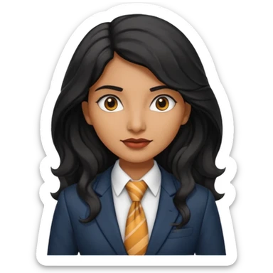 wavy long black haired indian woman with tie and blazer sticker