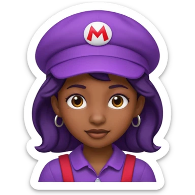 purple mario black girl sticker