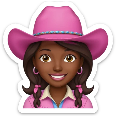dark skin cowgirl with pink hat sticker