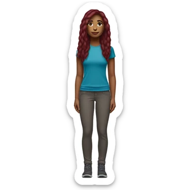 beautiful burgundy straight haired Girl wearing northface full body sticker