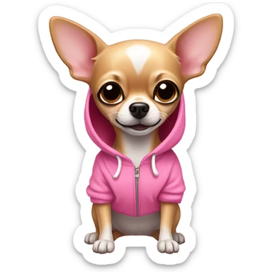 Tan Chihuahua wearing a pink hoodie sticker