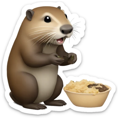 Nutria comiendo sticker