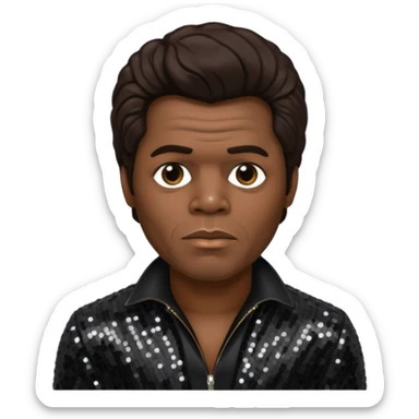 James Brown with dark brown hair, black sequin outfit  sticker