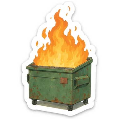 a dumpster fire sticker