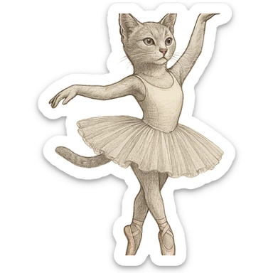 cat ballet dancing, elegant style sticker