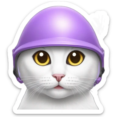 White cat in Lilac helmet sticker