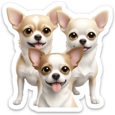 Three Chihuahuas beige and white  sticker