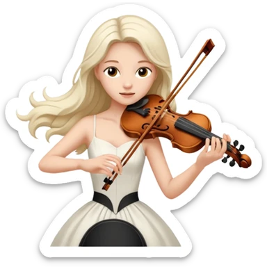 woman playing violin with white dress sticker