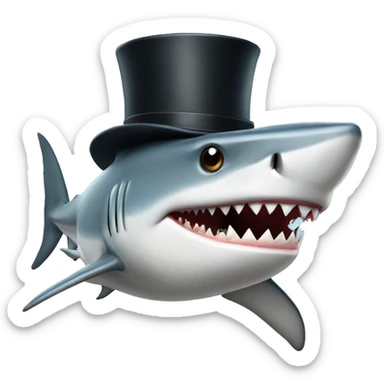 Shark with a top hat sticker