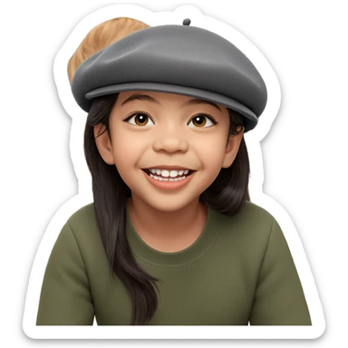 smiling girl in beret sticker