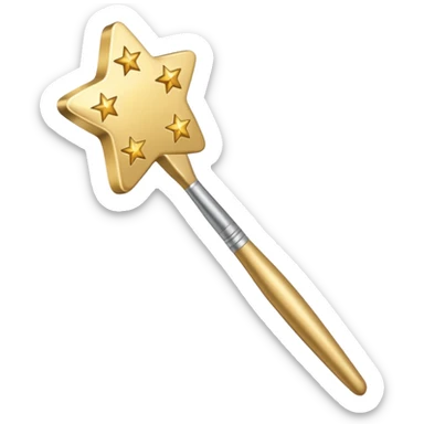 a painting brush with shiny stars sticker