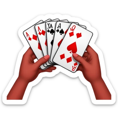 Canasta card game with a red and black canasta and player hands sticker