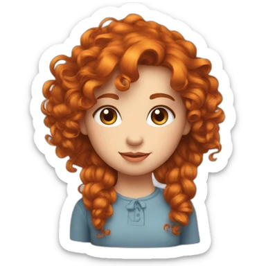 Fille rousse cheveux bouclés yeux bleus  sticker