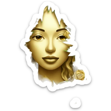  Hemp 420 lady face melting gold tropical made of 420 origami newspaper roses hemp leaves lantern fairy lights burning paper and hemp leaves in hair sticker