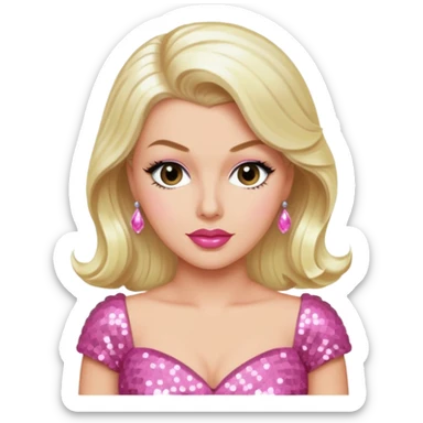 Lana Turner with long platinum blonde hair, pink sequin dress sticker