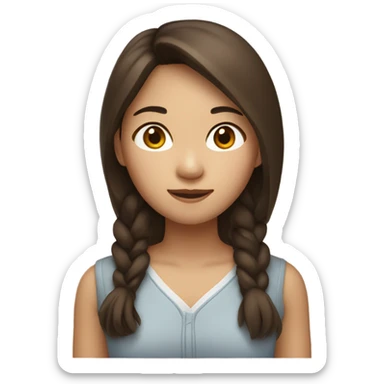 asian western girl with brown higlighgt hair sticker