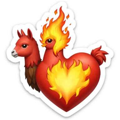 Corazón realista con llamas de fuego sticker