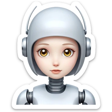 Cute robot girl sticker
